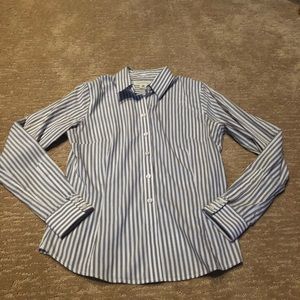 Banana Republic Gray/White Striped Woman’s Shirt